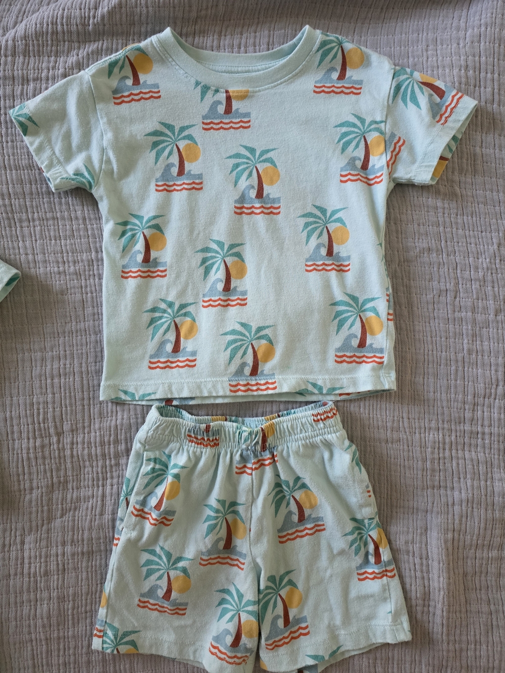 wonder nation Mint Green Palm Tree Pajama Set with Yellow & Teal Accents